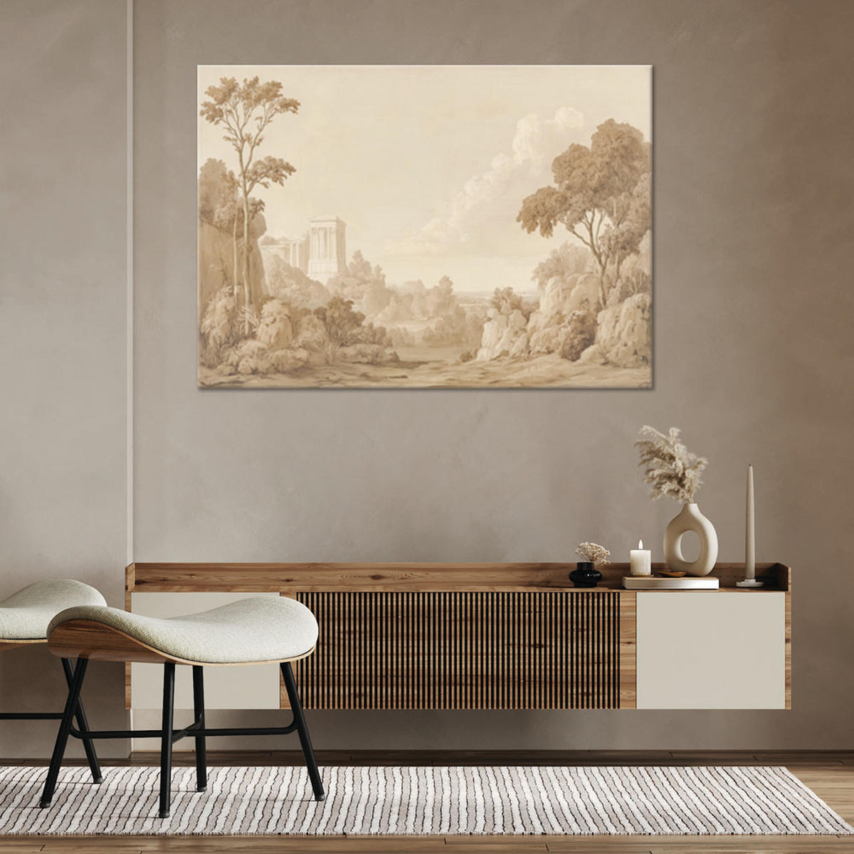 WANDBILD landschaft sepia natur - Beige, Textil (60/40cm) - Feeby