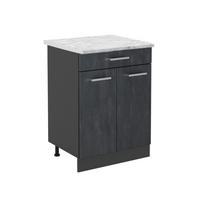 KÜCHENUNTERSCHRANK R-Line Schwarz Beton 80 cm AP Marmor - Anthrazit/Schwarz, Holzwerkstoff (60/81.6/60cm) - Vicco