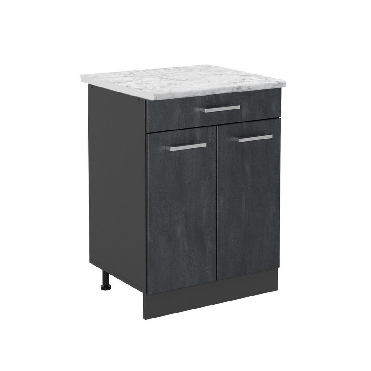 KÜCHENUNTERSCHRANK R-Line Schwarz Beton 80 cm AP Marmor - Anthrazit/Schwarz, Holzwerkstoff (60/81.6/60cm) - Vicco