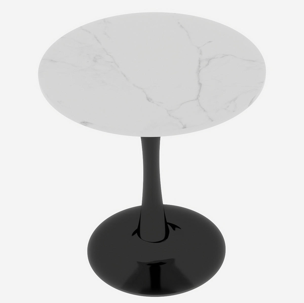 COUCHTISCH 70 cm in Schwarz/Weiß aus Kunstmarmor, rund und modern - Weiß, Stein (70/70/72cm) - Flora Grace