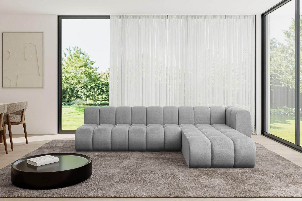 ECKSOFA modulares Sofa Darnel-L2 - 296x177x70 cm Grau - Hellgrau, Holzwerkstoff/Textil (296/177cm) - ALTDECOR