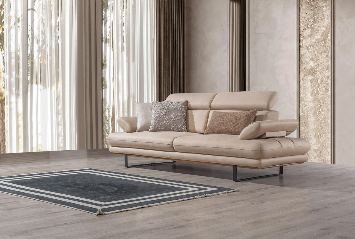2 Sitzer SOFA Energy Nubuk Beige - Beige, Textil/Metall (200/80/100cm) - Villa Möbel