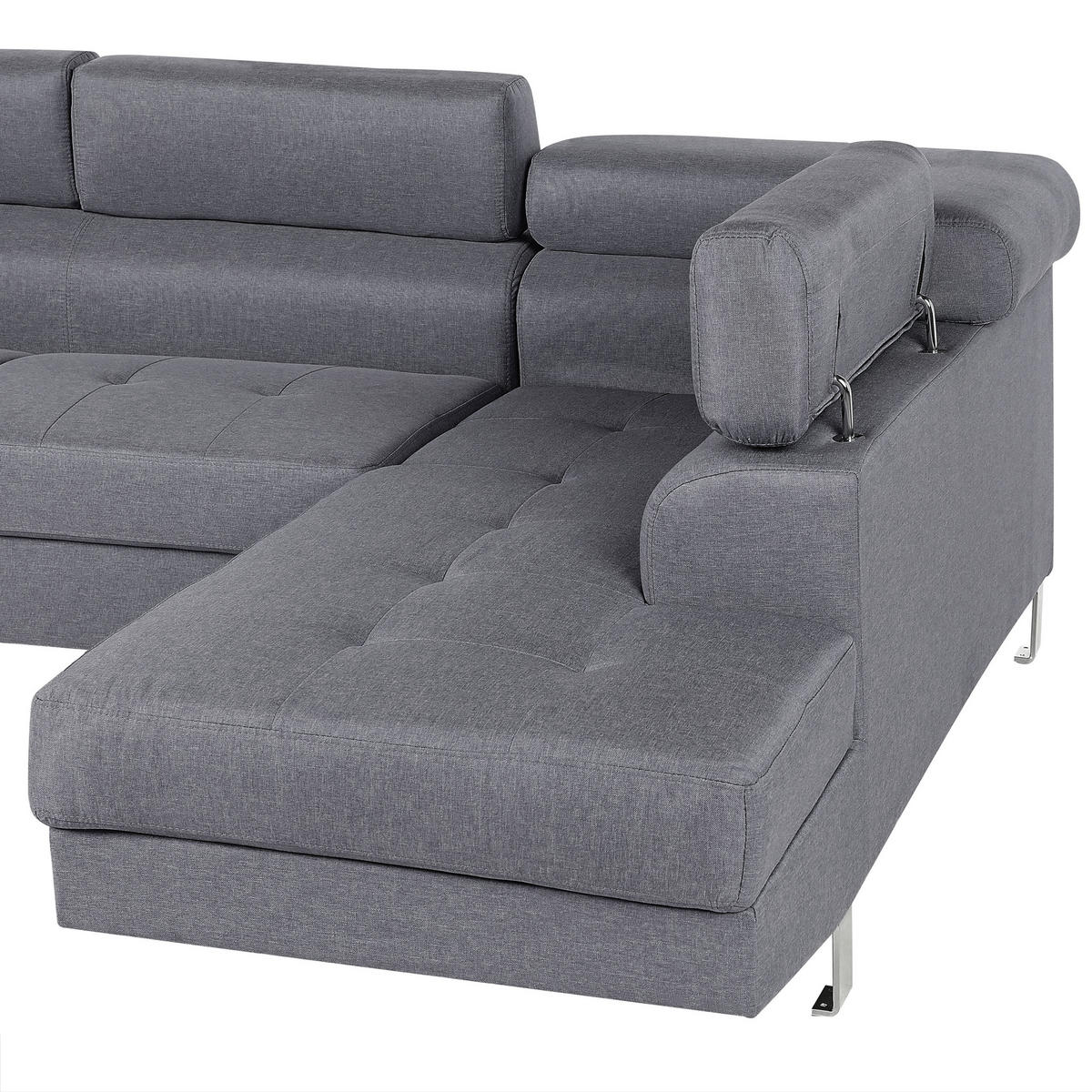 5-SITZER-ECKSOFA Polyester Grau Norrea - Grau, Textil (262/169cm) - Beliani
