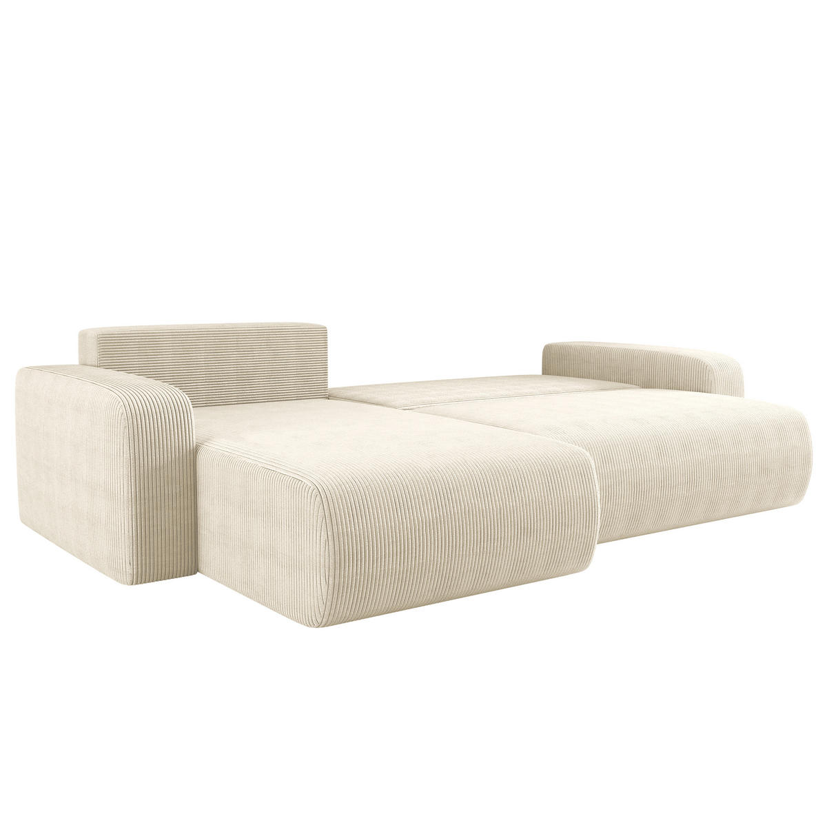 SCHLAFSOFA MILANO XL und bettkasten stoff Poso Dicker Cord Ecru Links - Ecru, Holz (274/82/145cm) - Kaiser Möbel