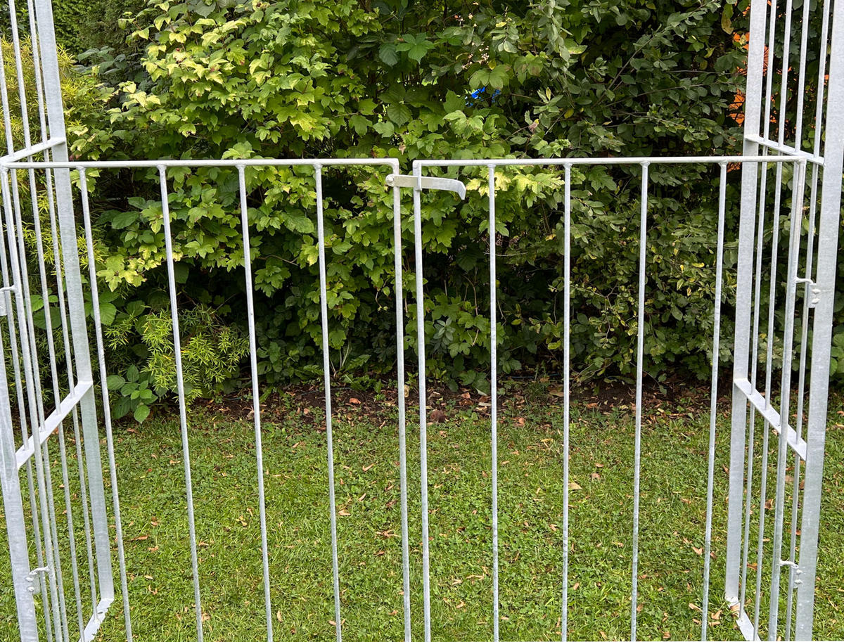 ROSENBOGEN mit Tor Metall verzinkt 140/40/230 cm - Grau, Metall (140/230/40cm) - DanDiBo