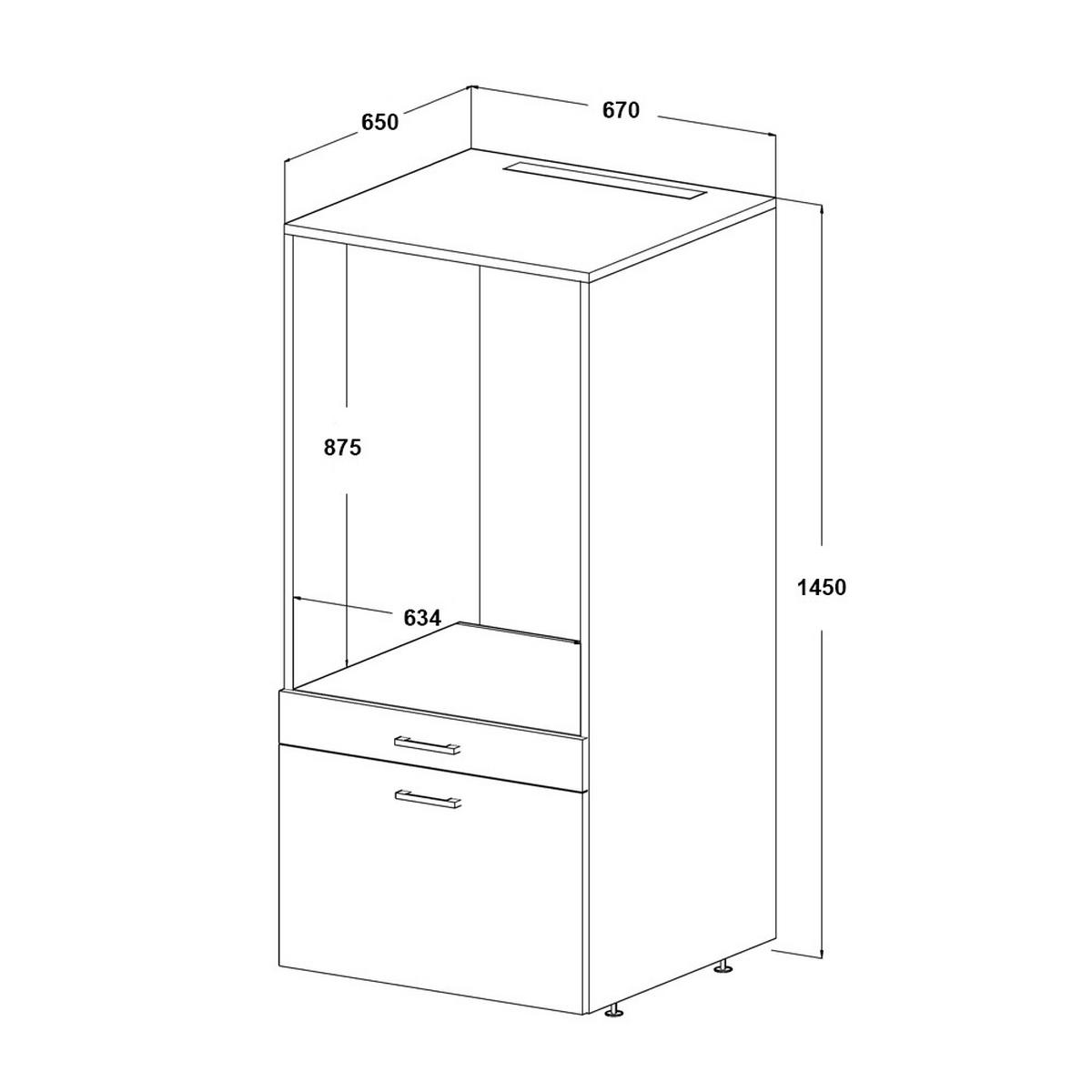 WASCHMASCHINENSCHRANK Serie 2 67cm Breit, 145cm Hoch - Schwarz, Holzwerkstoff (67/145/67cm)