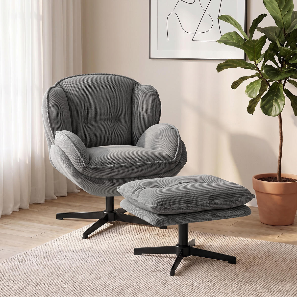 SESSEL Grau 86.0/74.0/85.0cm - Grau, Textil (74/85/86cm)