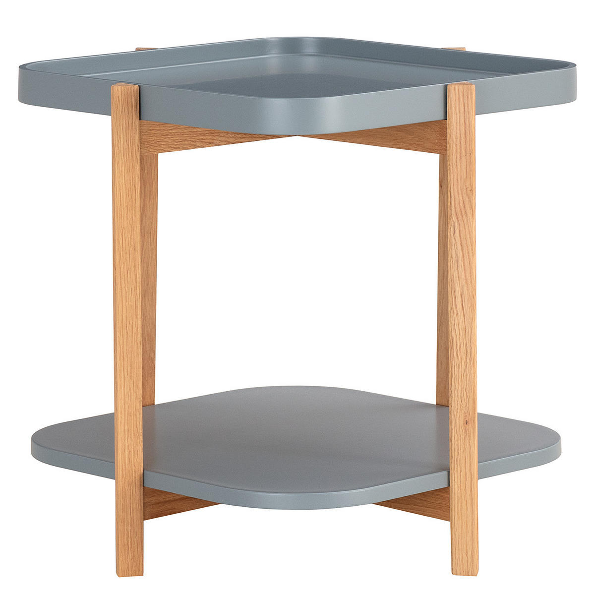 BEISTELLTISCH - Eiche teilmassiv - Blaugrau/Braun, Holz/Holzwerkstoff (57/57/55cm) - home24