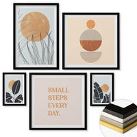 WANDBILDER 5er-Set - 50x50 cm & 20x30 cm & 40x60 cm Schwarzer Rahmen - Waldnebel, Fluss, Gewächshauspflanzen - Schwarz, Kunststoff (40/60cm) - ArtPrintCave