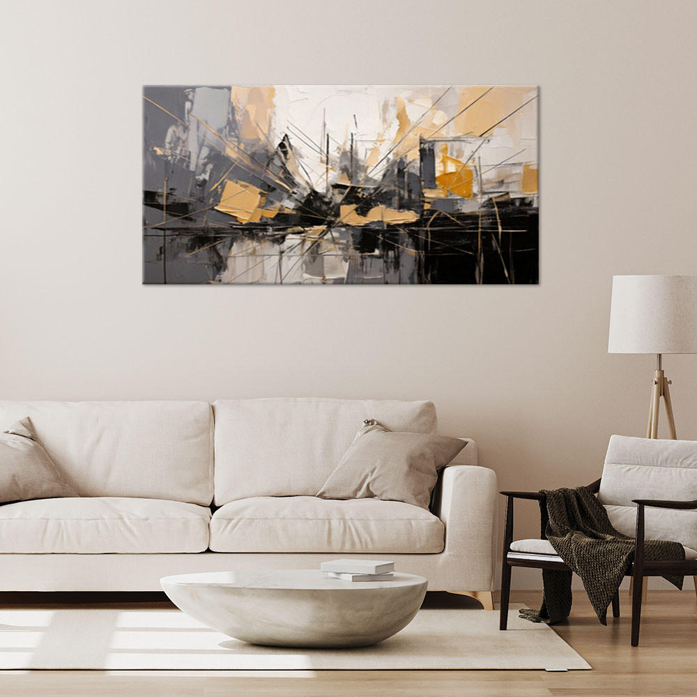 LEINWANDBILD Moderne Stadtabstraktion 100x50cm - Grau, Textil (100/50cm) - Feeby