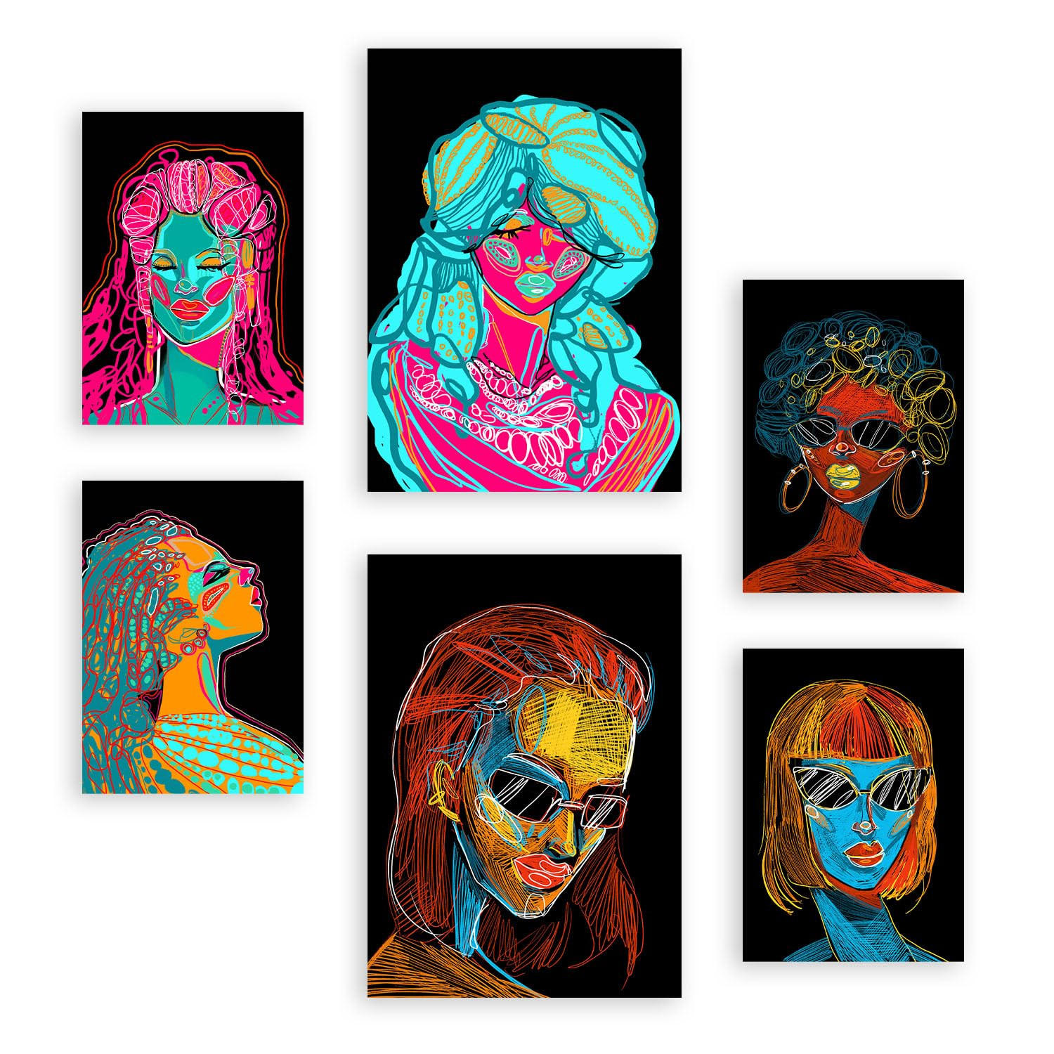 POSTER Set Mit 6 Shades of Beauty 4 Abstrakt Feminin Größe A3 & A4 Rahmenlos - Klar, Papier (29.7/1cm) - Nacnic