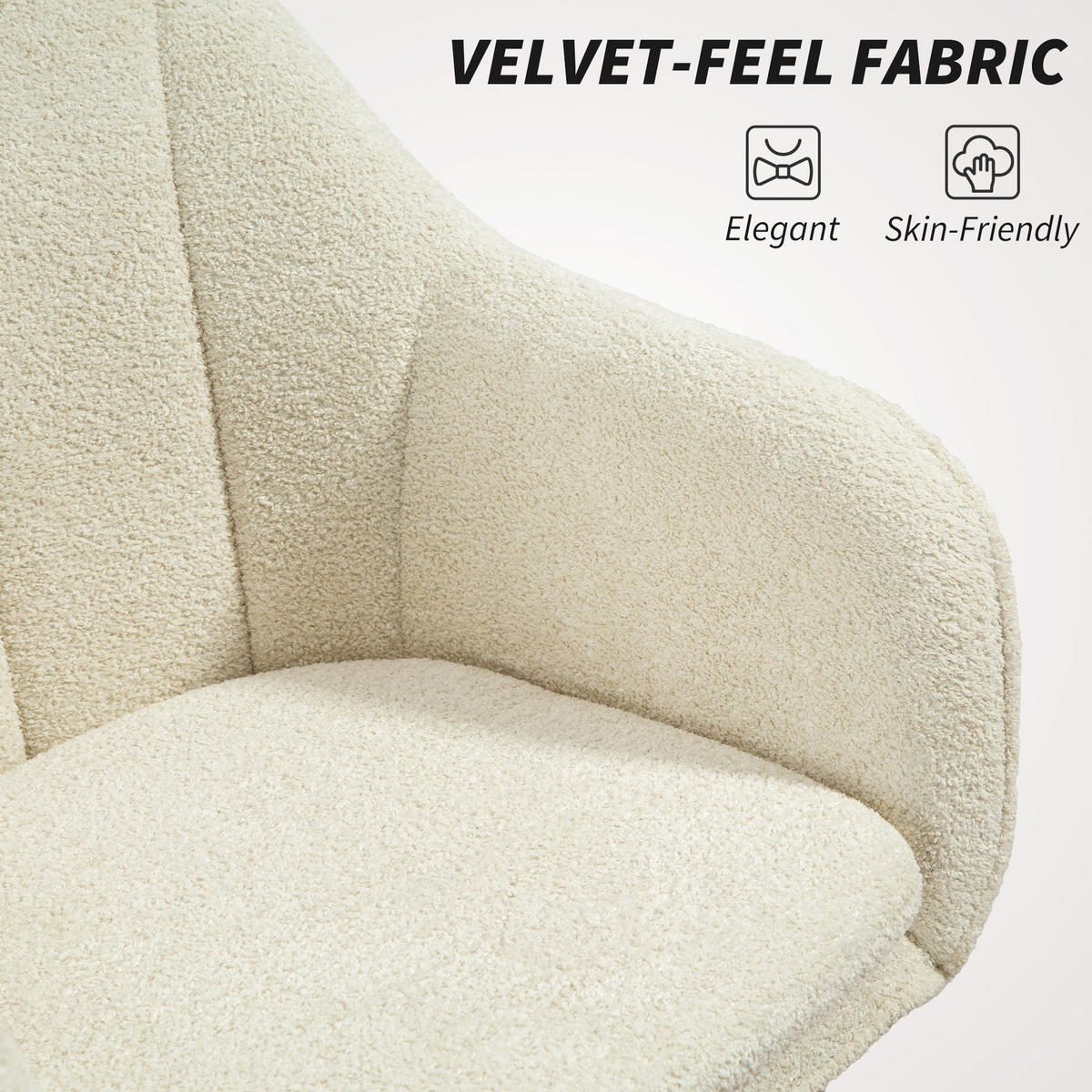 KANCELÁŘSKÁ ŽIDLE Židle pro domácí kancelář s velurovým vzhledem a klenutým opěradlem, béžová - béžová, textil (60/94/63cm) - HOMCOM