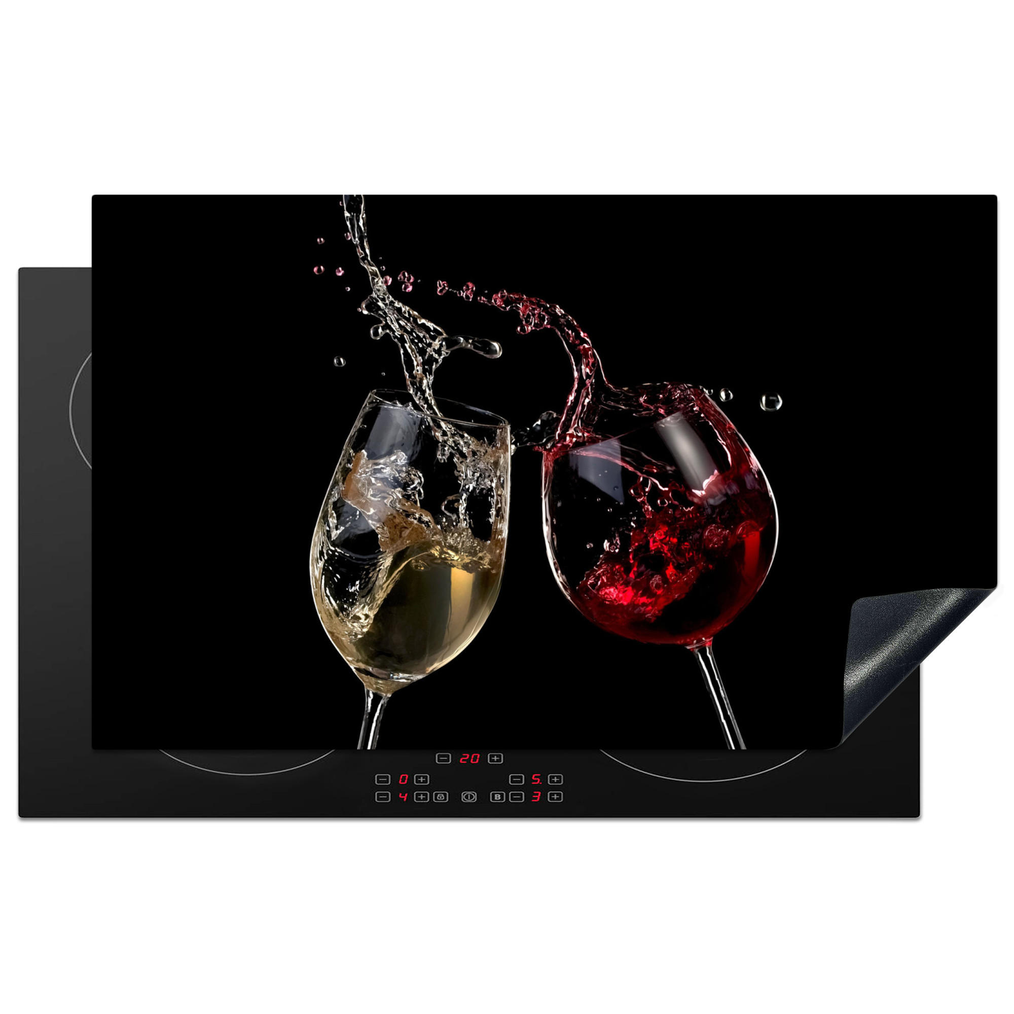 HERDABDECKPLATTE Rotwein - Weißwein - Glas - Schwarz 85x52 cm - Weinrot, Kunststoff (85/0.2/52cm) - MuchoWow