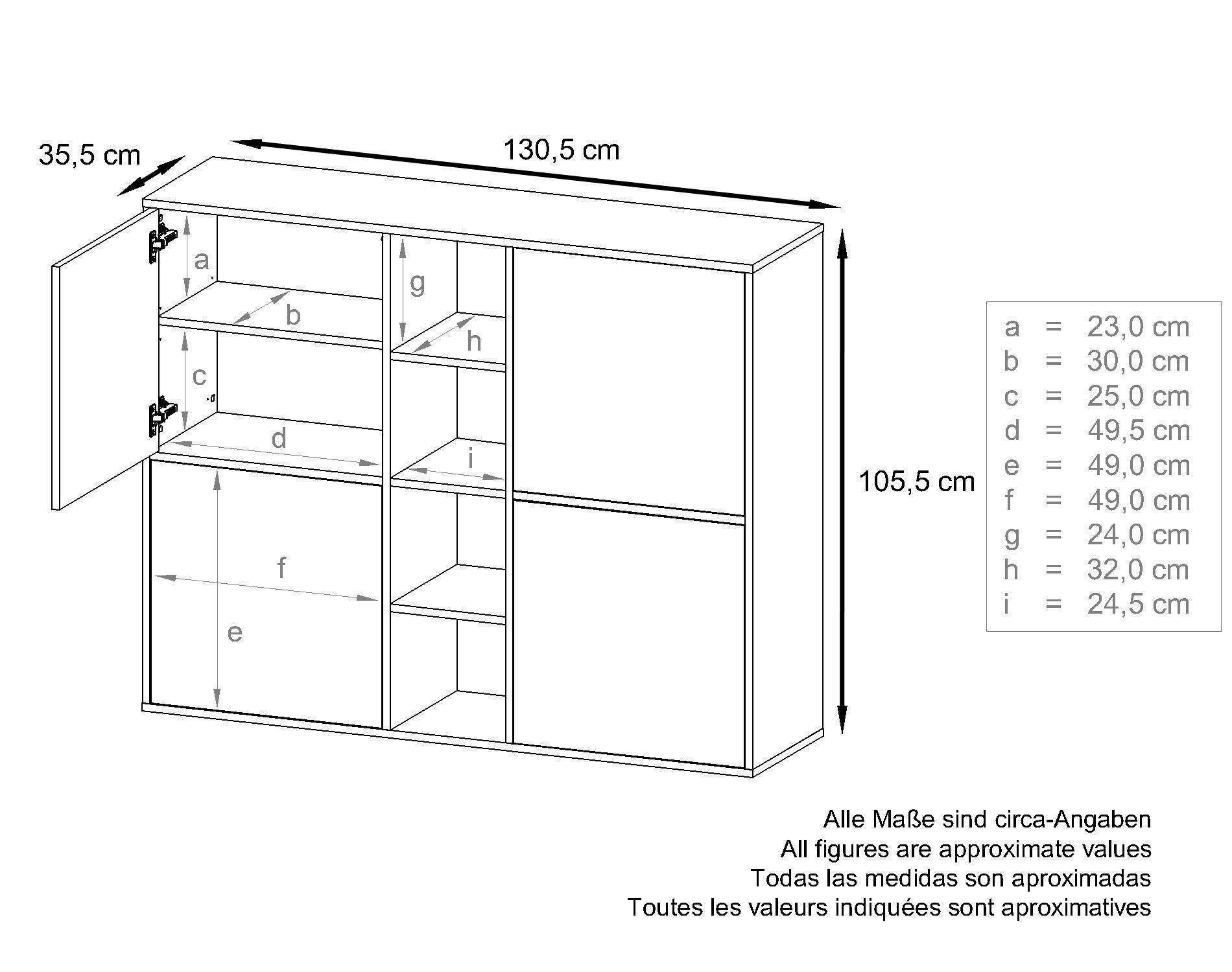 Thumbnail - Vladon Wohnzimmerset, Hellgrau, Holzwerkstoff, 214.5x105.5x35.5 cm, Wohnzimmer, Kommoden & Sideboards, Highboards
