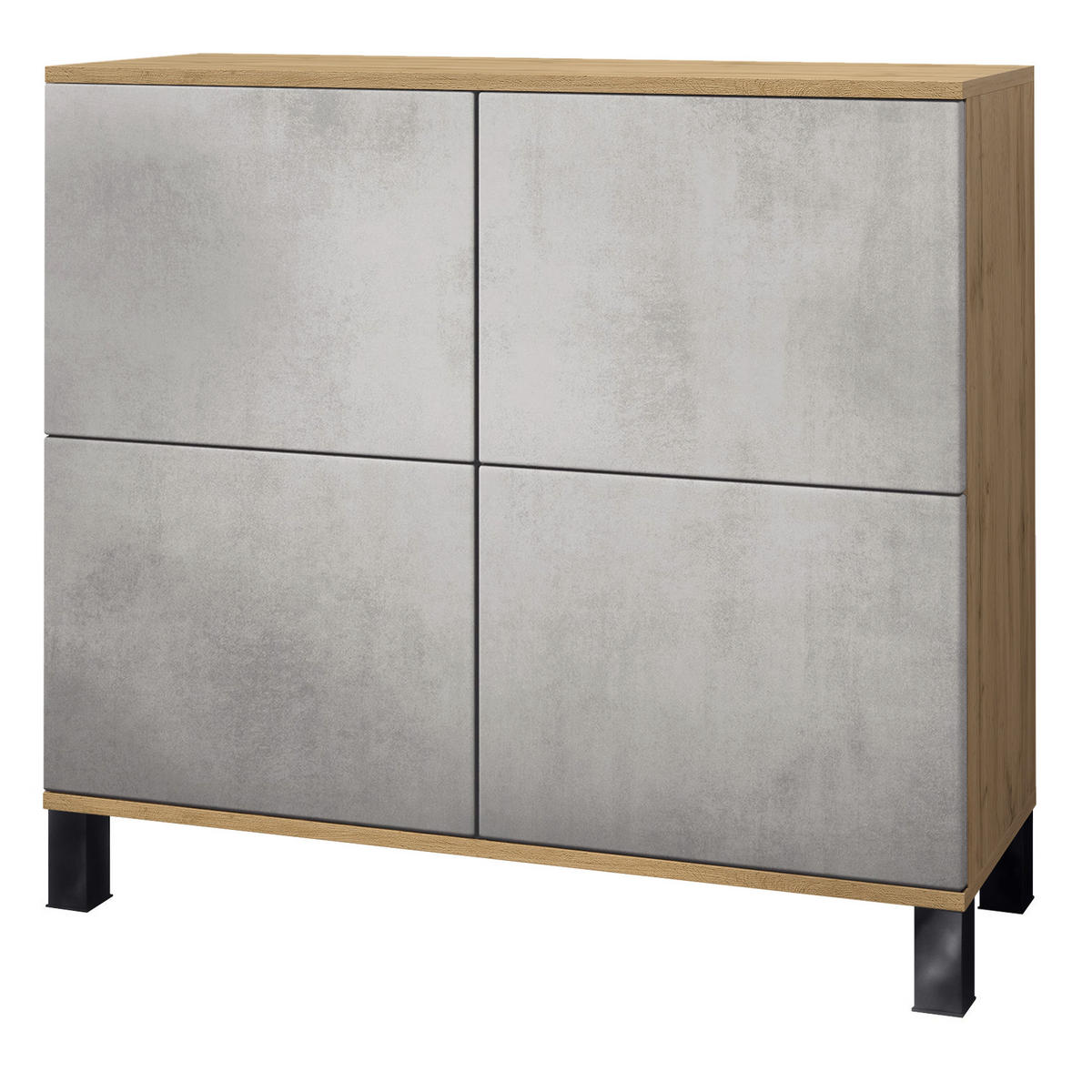 KOMMODE Rova Beton Oxid Optik - Hellgrau, Holzwerkstoff (92.5/84.5/35cm) - Vladon