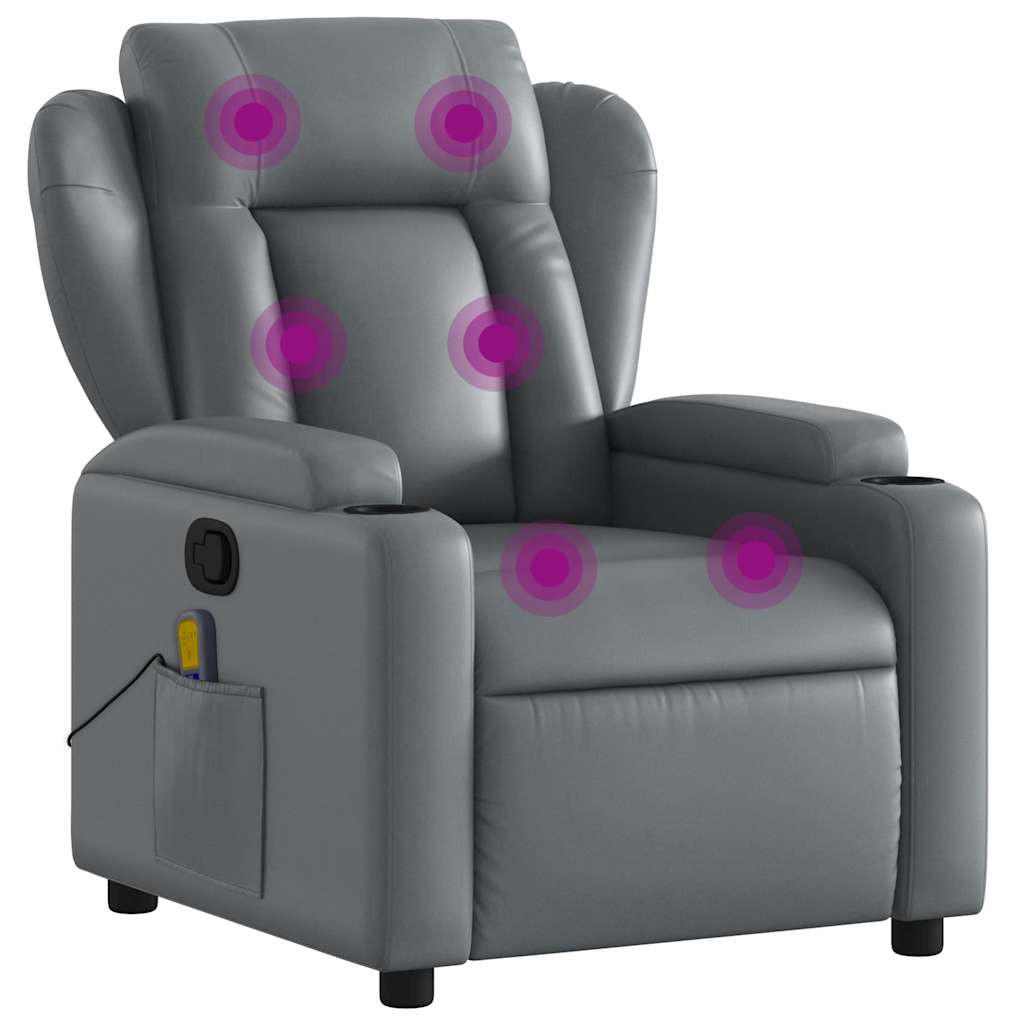 MASSAGESESSEL Grau Kunstleder - Grau, Holz (77/100/94.5cm) - vidaXL