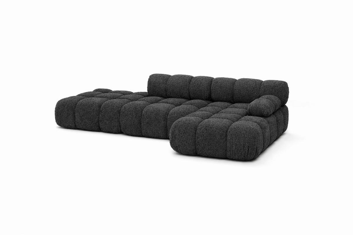 ECKSOFA L-Form Modular Mit Hocker, Bouclé-Stoff Abriamo, Graphit, Rechts, Selia - Graphitfarben, Holz (285/160cm) - Kaiser Möbel
