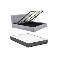 BETT mit Bettkasten - 2 Personen - stoff - grau Maziri - Grau, Textil (180/200cm) - Vente-Unique
