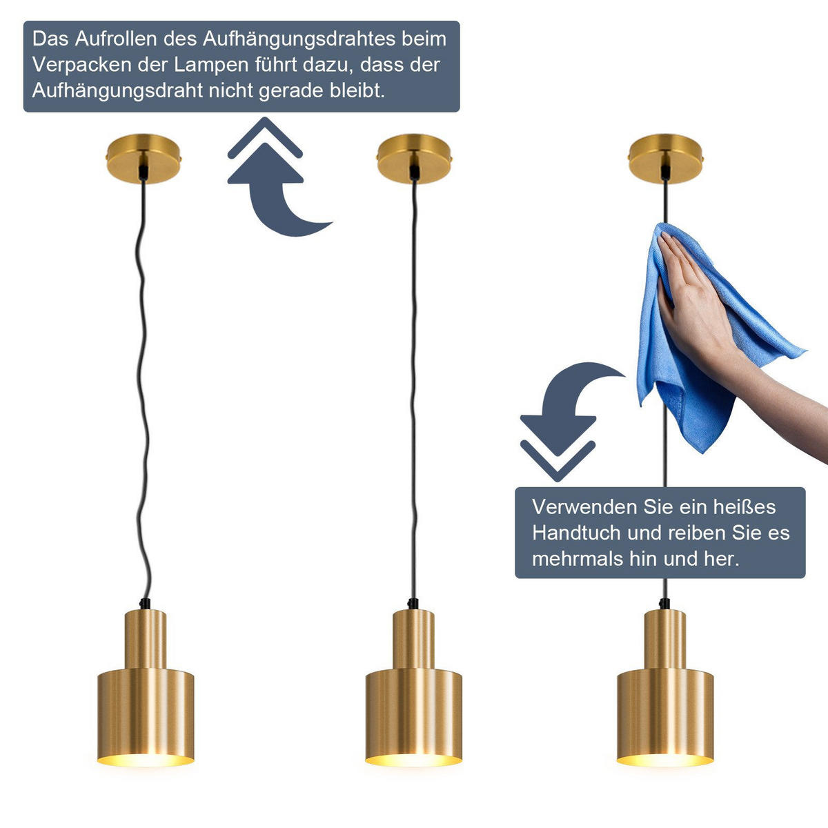 HÄNGELEUCHTE Erisg 12/10/143 cm - Goldfarben, Metall (12/10/143cm) - ZMH