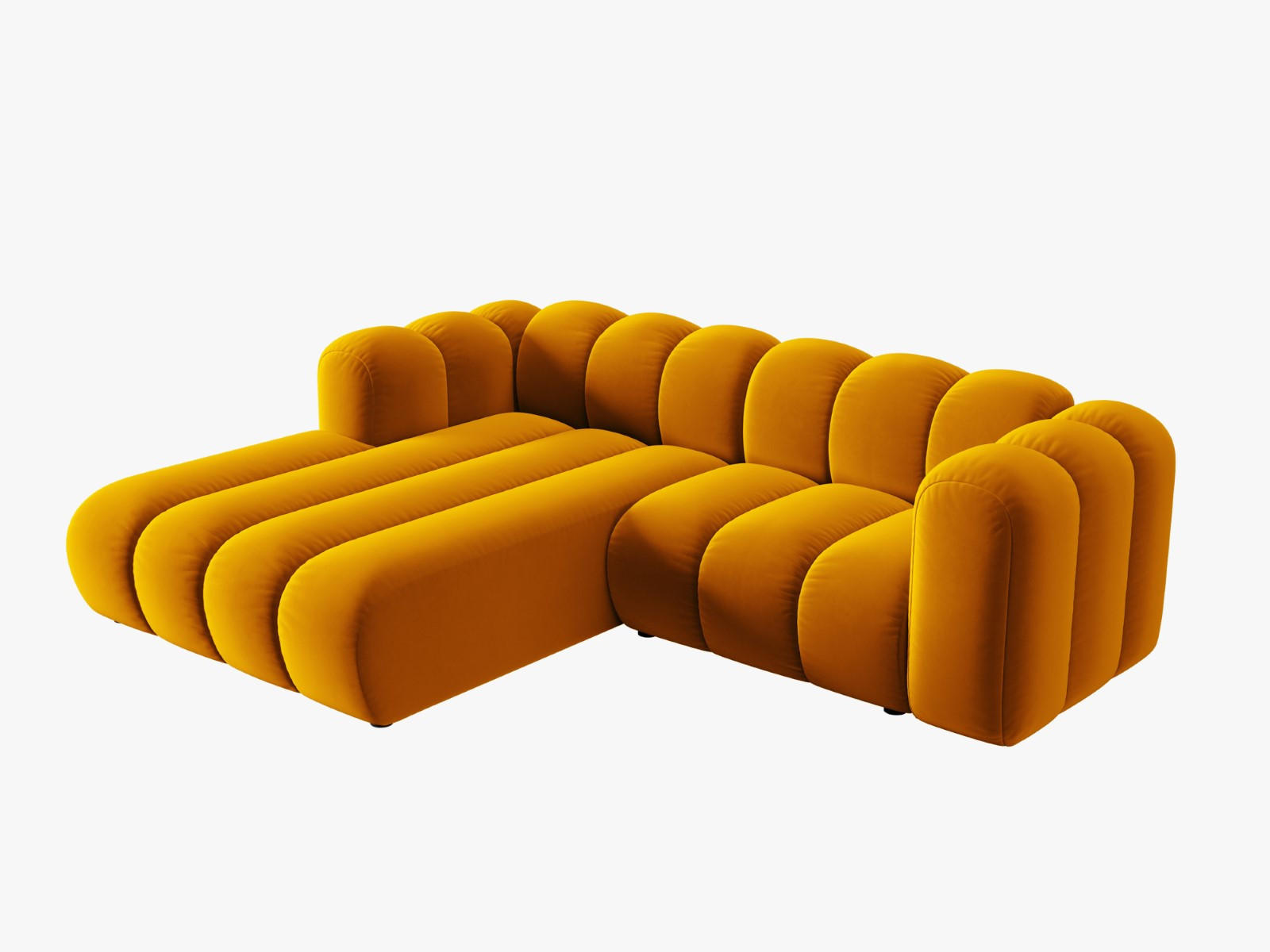 ECKSOFA modular links Lupine aus Samt gelb 3 Sitzplätze - Gelb, Textil (177/230cm) - Micadoni