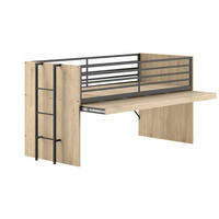 HALBHOCHBETT 90x200 Keelia Eiche Melamin mit Schreibtisch - Eichefarben, Kunststoff (90/200cm) - 58aufmkessel
