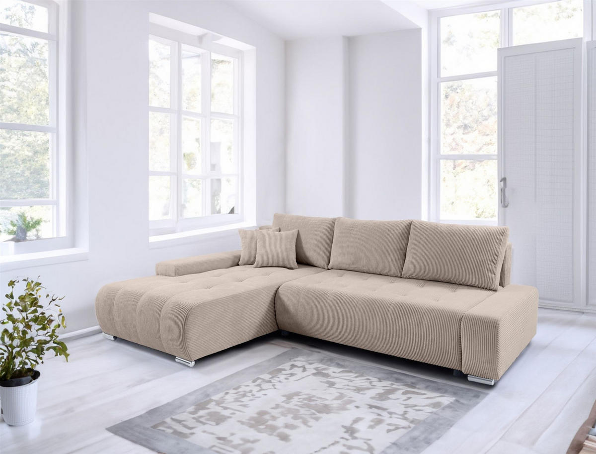 ECKSOFA Vogar In Poso - Beige, Holzwerkstoff/Textil (265/185cm) - Fun Möbel