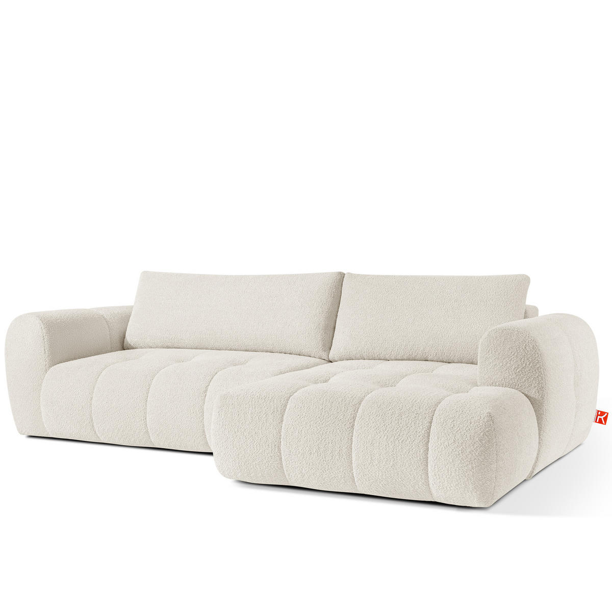 ECKSOFA RECHTS LIRA, Weiß, Bouclé - Weiß, Holz/Holzwerkstoff (295/112cm) - KONSIMO®