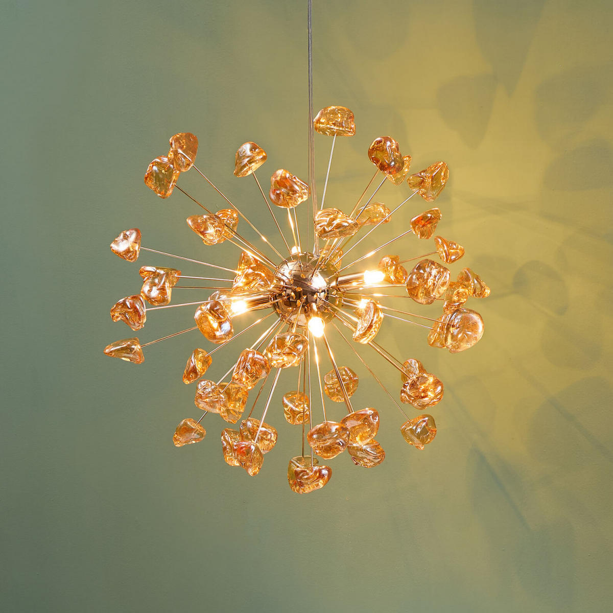 HÄNGELEUCHTE Rimelia, Roségold und bernsteinfarben, 55cm - Roségold, Glas (55/55/50cm) - KOSILUM