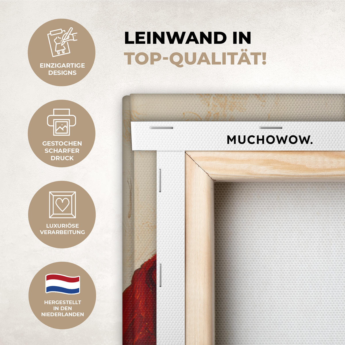 LEINWANDBILD Weihnachtsmann - Rentier - Weihnachten Wanddeko Schlafzimmer 60x90 cm - Rotbraun, Textil (60/90cm) - MuchoWow