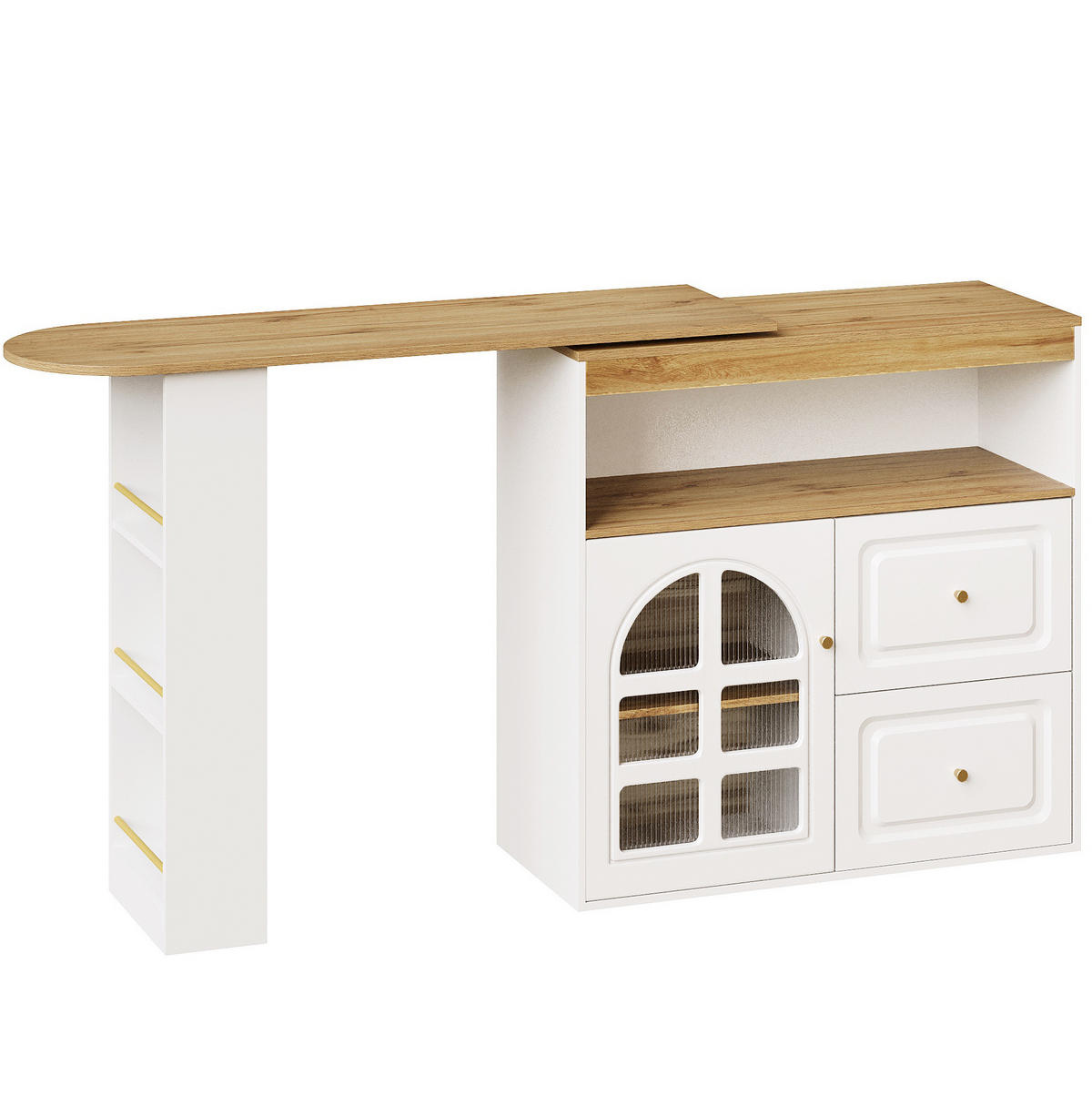 SIDEBOARD drehbar 138-204 x 39 x 104 cm Weiß MDF - Weiß, Holz (39/104/138cm) - Beauniv
