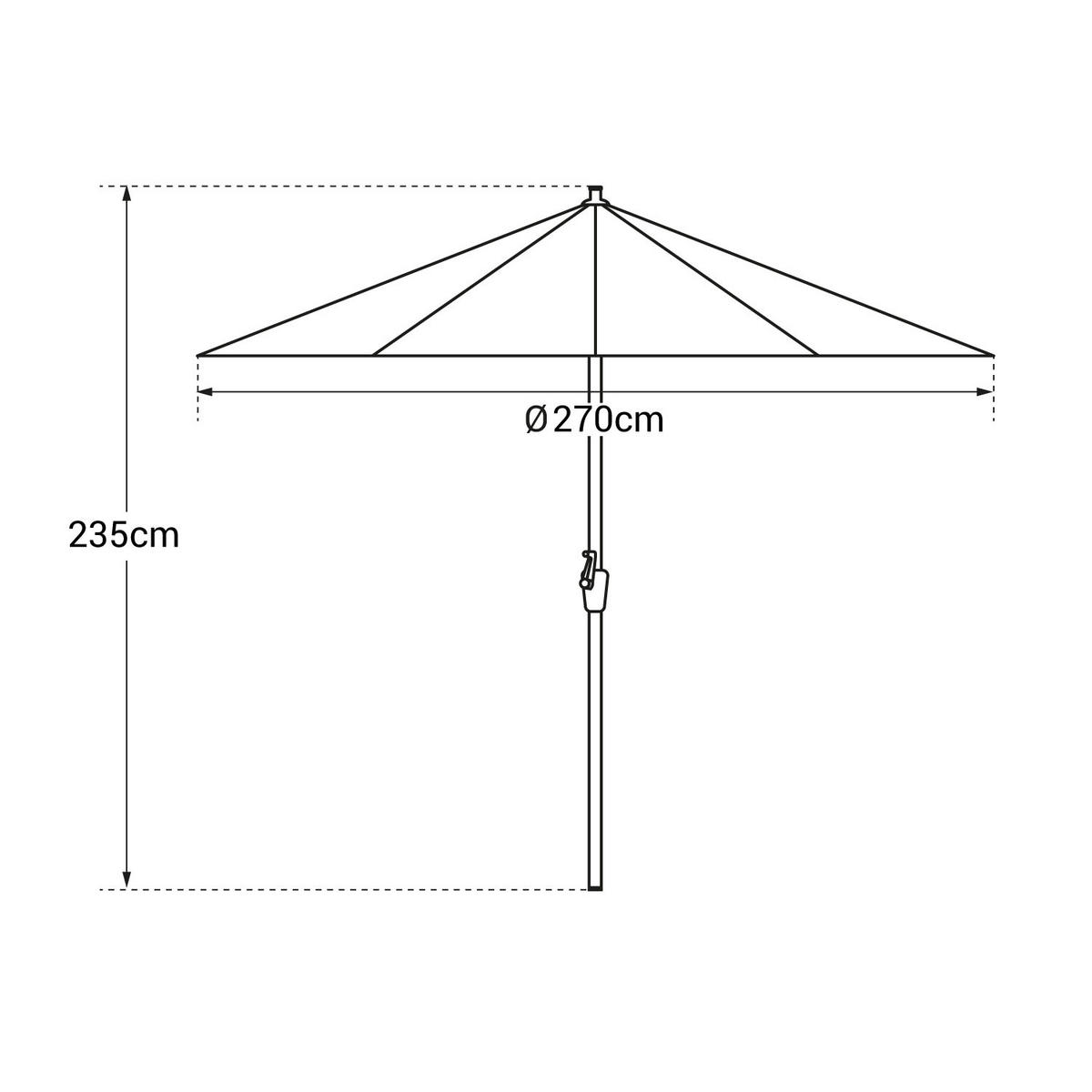 SONNENSCHIRM Hapuna Taupe Ø 270 cm - Braun, Textil (270/270cm) - Happy Garden