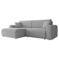 ECKSOFA Floryn L Cord - Hellgrau/Schwarz, Holz/Kunststoff (245/145cm) - MIRJAN24