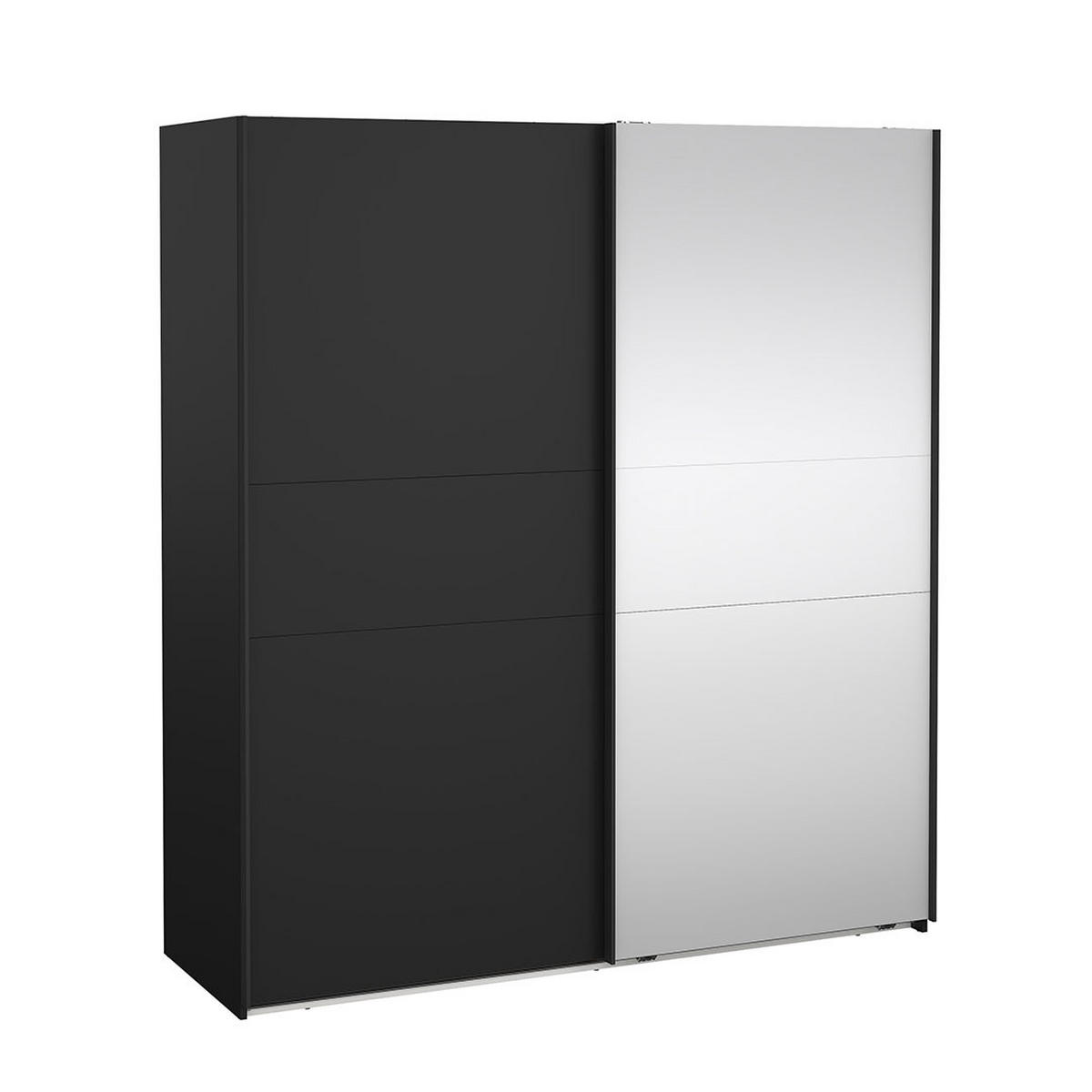 SCHIEBETÜRENSCHRANK, Como, Schwarz, Holzwerkstoff, 179 x 67 x 201 cm - Schwarz, Holzwerkstoff (179/201/67cm) - ebuy24