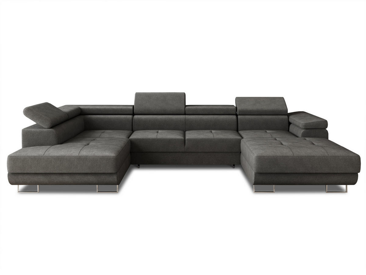 WOHNLANDSCHAFT Caris U, Seite: Rechts - Grau, Holz/Textil (348/90/205cm) - Sofnet