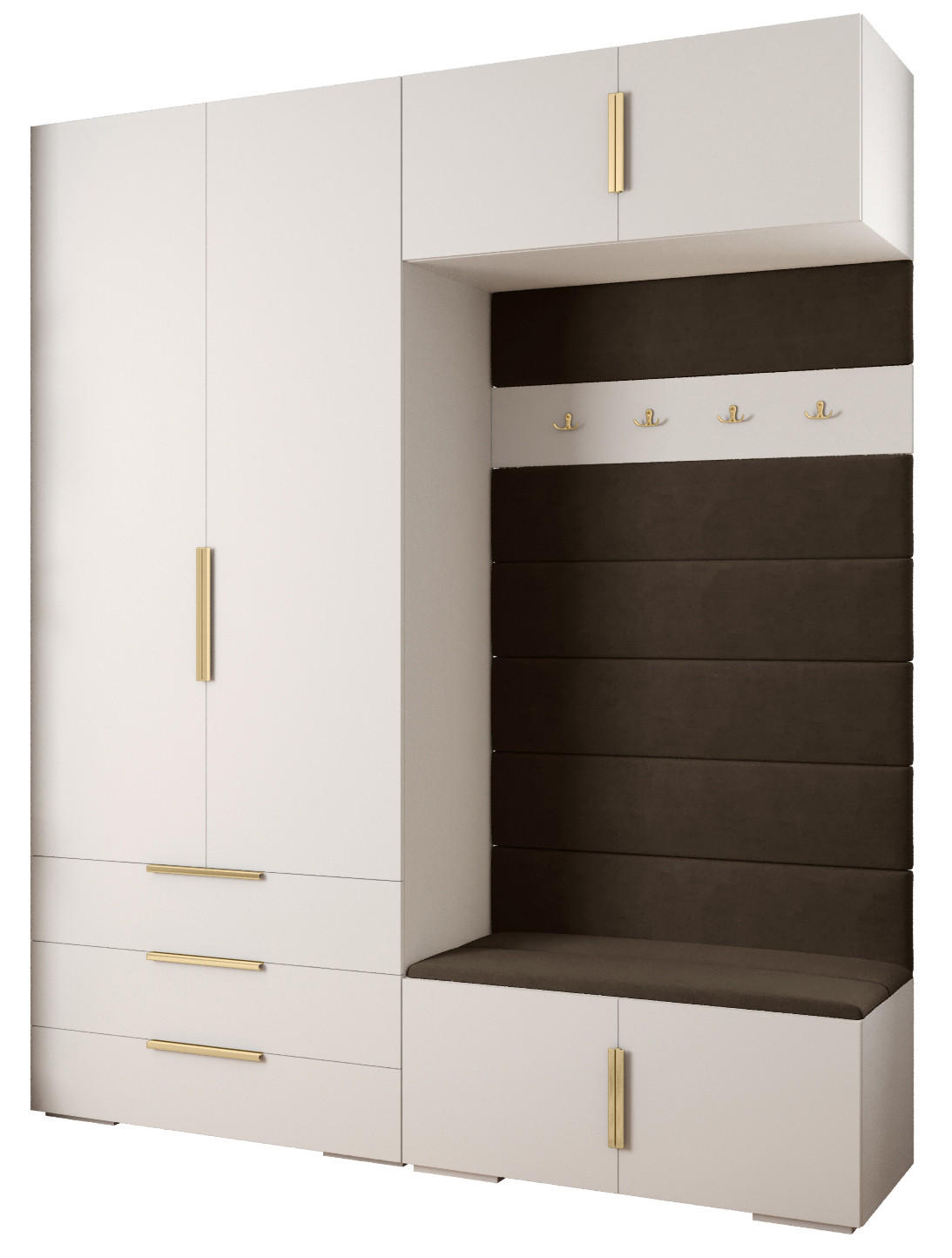 GARDEROBEN-SET 236,7/200/47 - Goldfarben/Weiß, Holz/Kunststoff (200/236.7/47cm) - Abiks Möbel