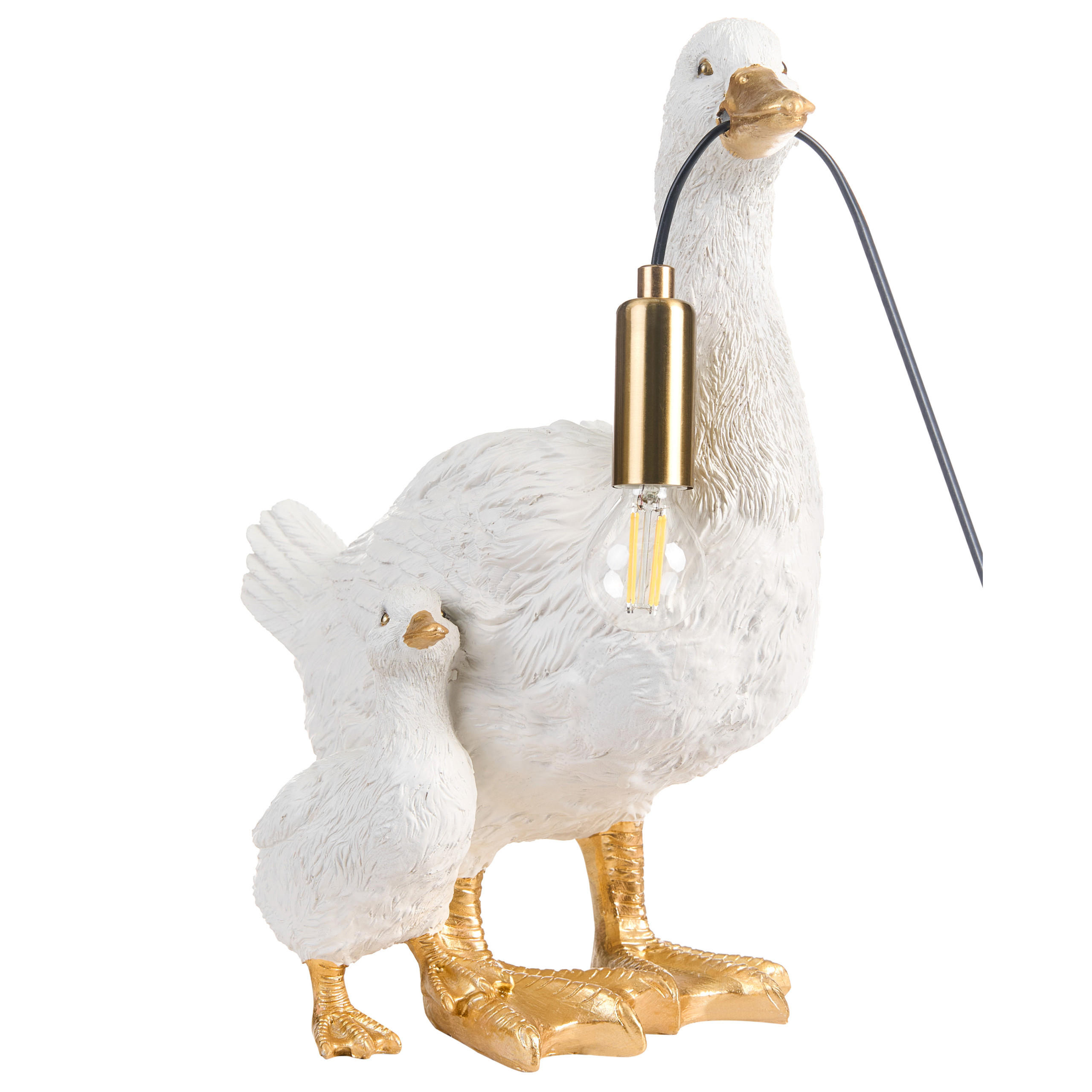 Beliani Tischlampe Weiß, Messing, Gold 21x40x33 cm
