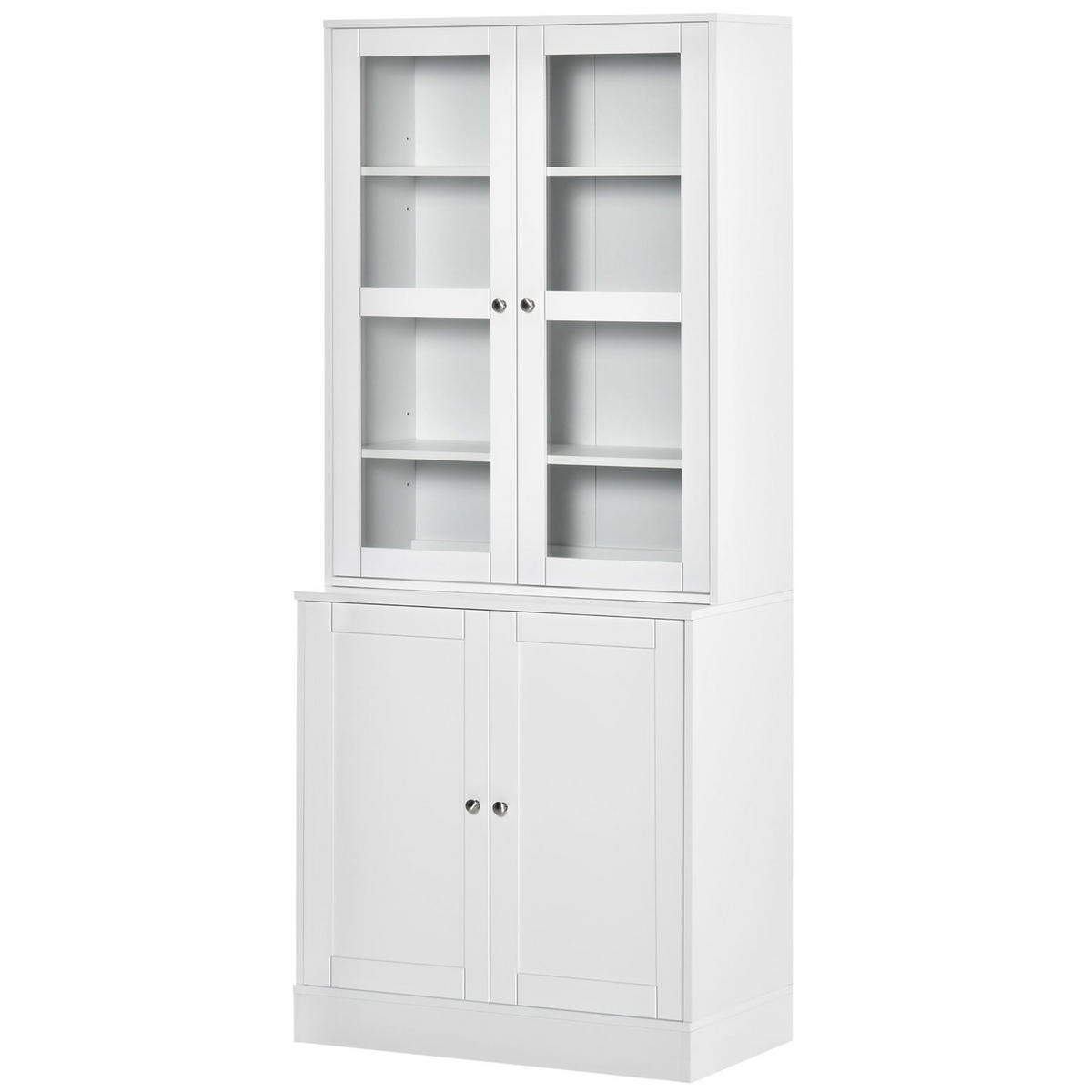 BÜCHERREGAL DE-09796 mit Glas-Türen und 2 Regalen Weiß - Weiß, Holzwerkstoff (40/178.5/76cm) - ComfortXL