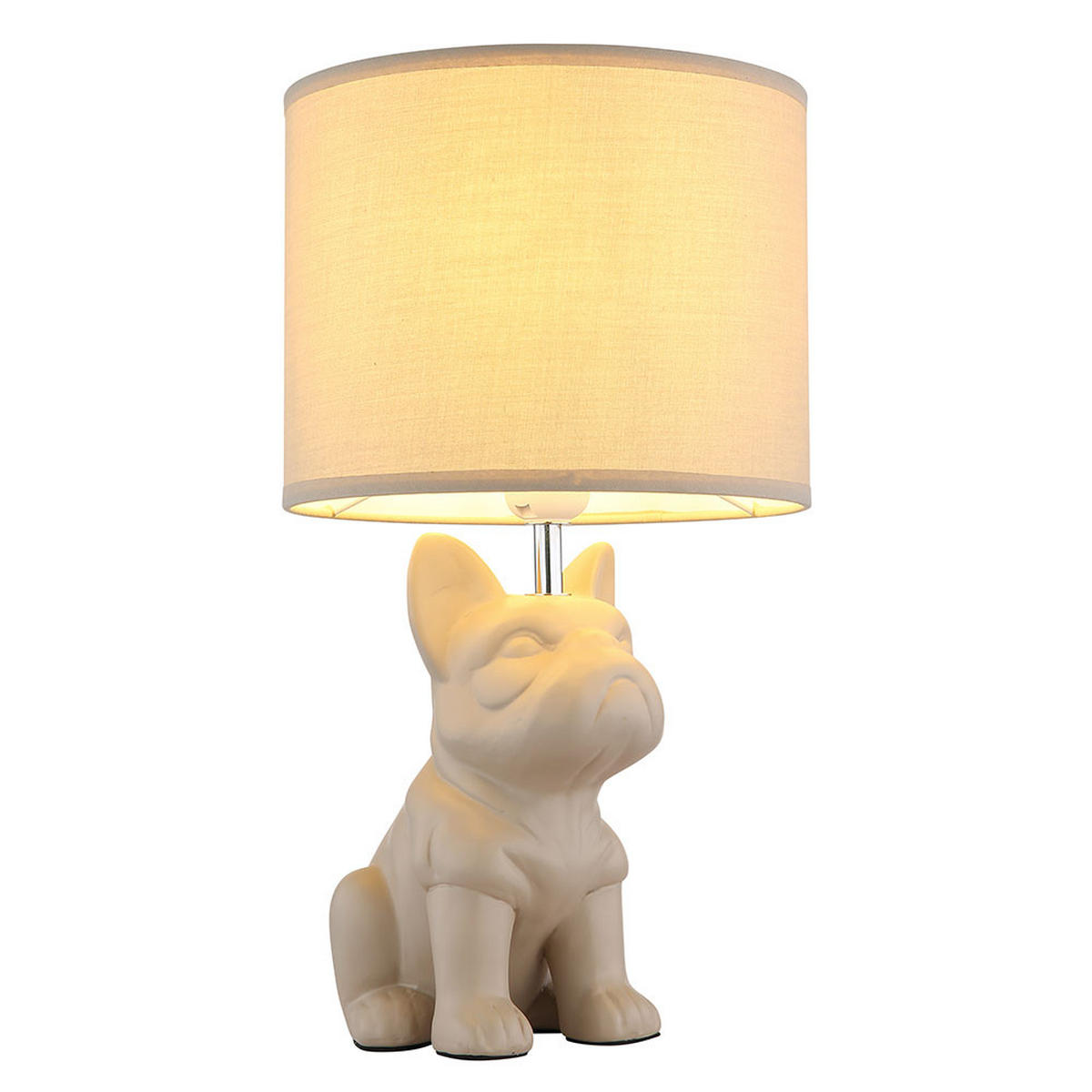 TISCHLEUCHTE Keramik Sandfarben Hunde Design - Beige, Textil (22/22/40cm) - Globo Lighting