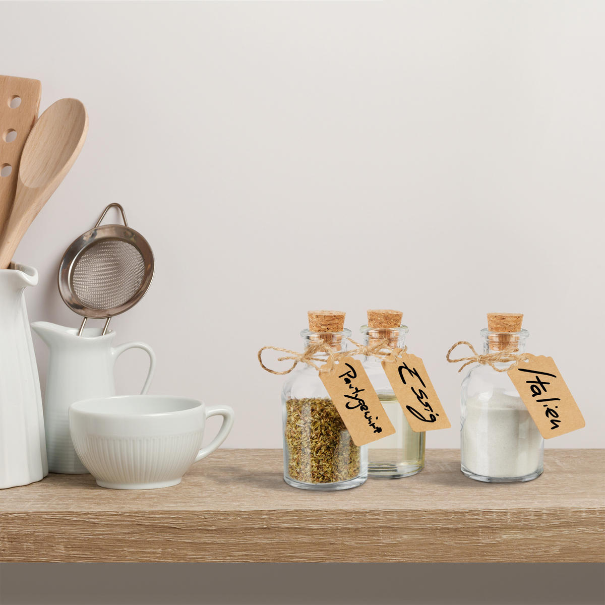 DEKOGLÄSER - Transparent, Glas/Naturmaterialien (5/9/5cm) - Relaxdays