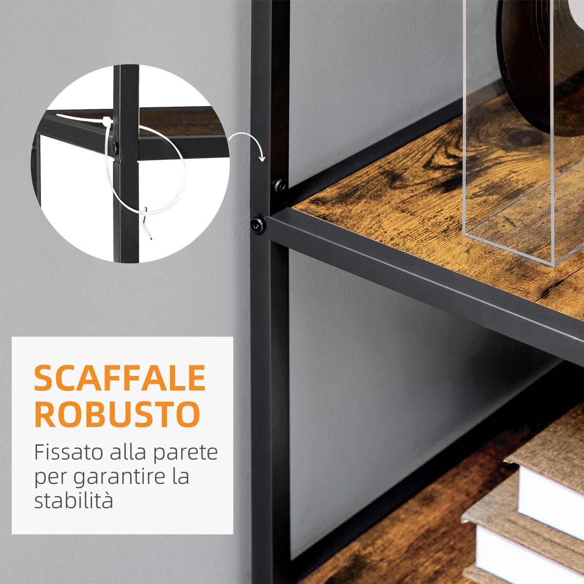 BÜCHERREGAL,7-STUFIG Industrie Holz-Stahl 83x34x180cm,braun - Braun, Holzwerkstoff (83/180/34cm) - Vallsero