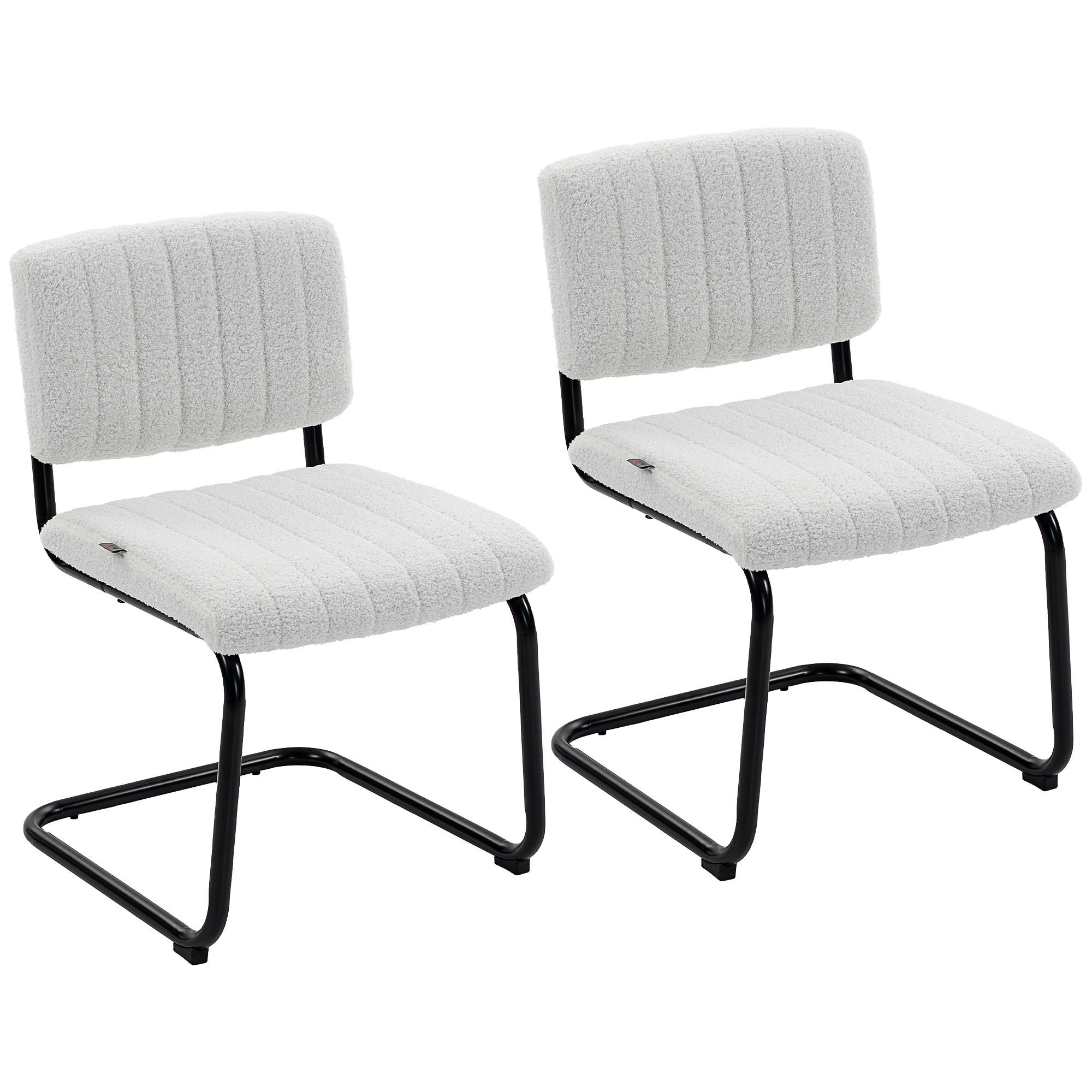 ESSZIMMERSTÜHLE 2er Set Polyester Cremeweiß - Creme/Schwarz, Textil/Metall (48/76/55cm) - HOMCOM