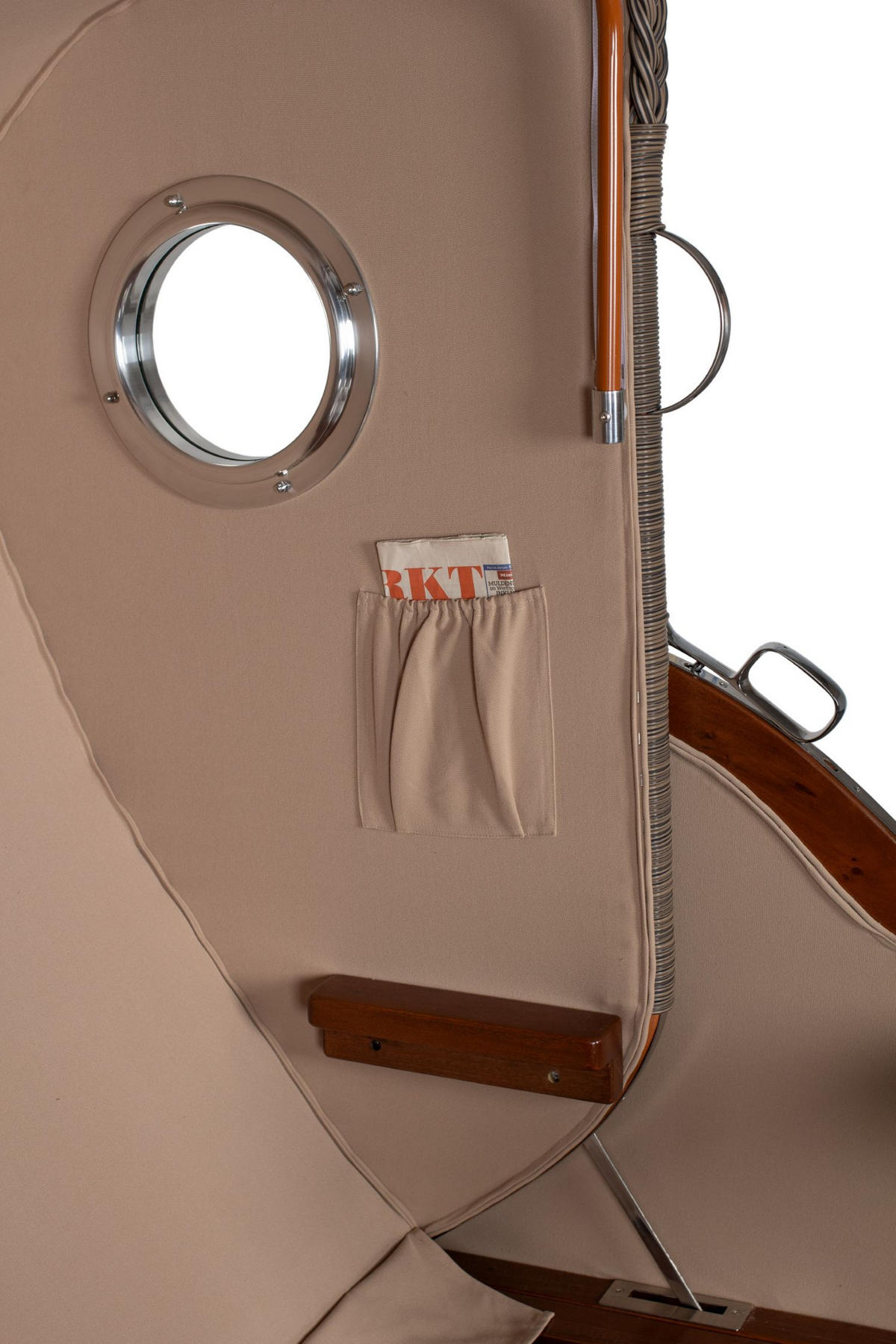 STRANDKORB Komplettset: Ammersee Grande XL Mahagoni Bullauge - PE grau - Modell 548 - Grau, Holz/Kunststoff (142/165/95cm) - bene living