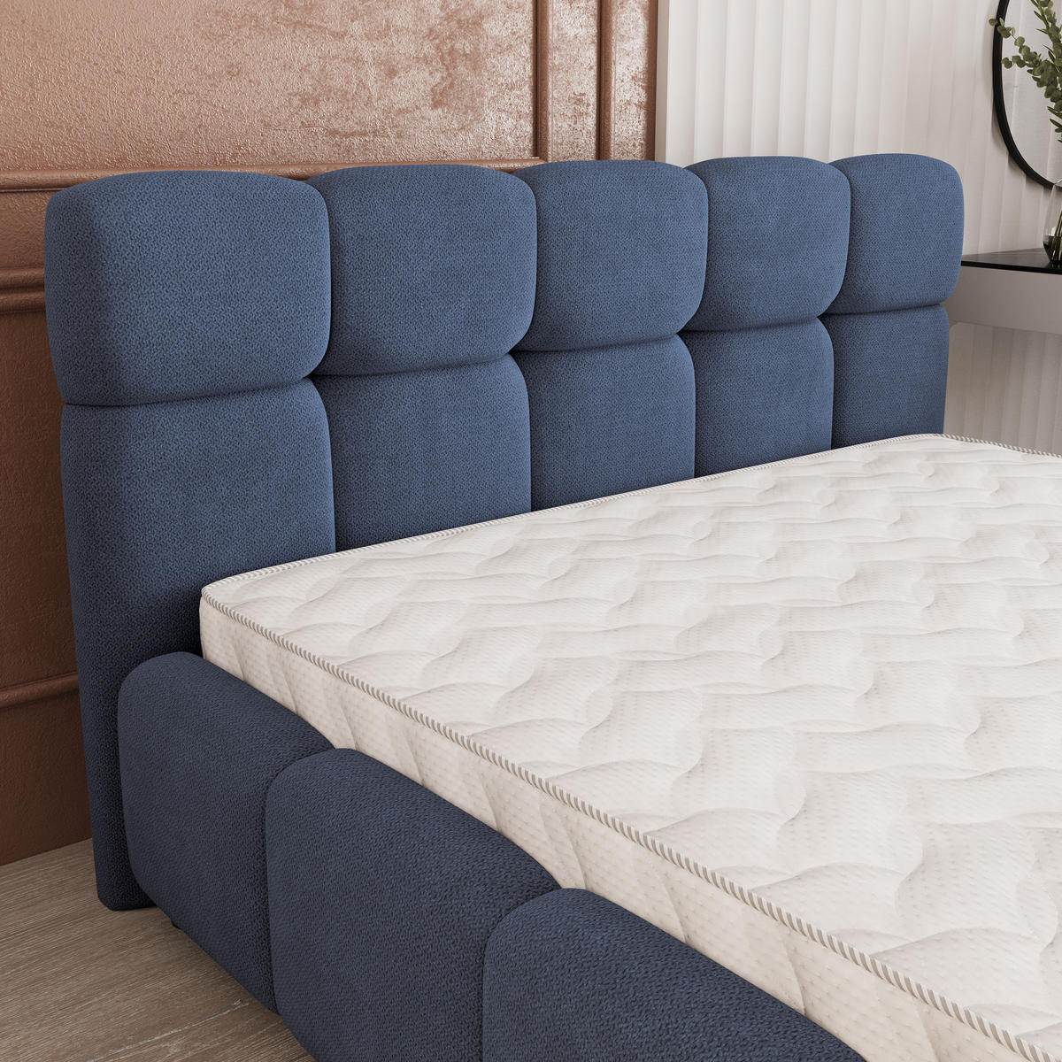 POLSTERBETT FARU SR 160x200 cm mit Bettkästen - Blau - Blau, Holz (160/200cm) - MASSENO