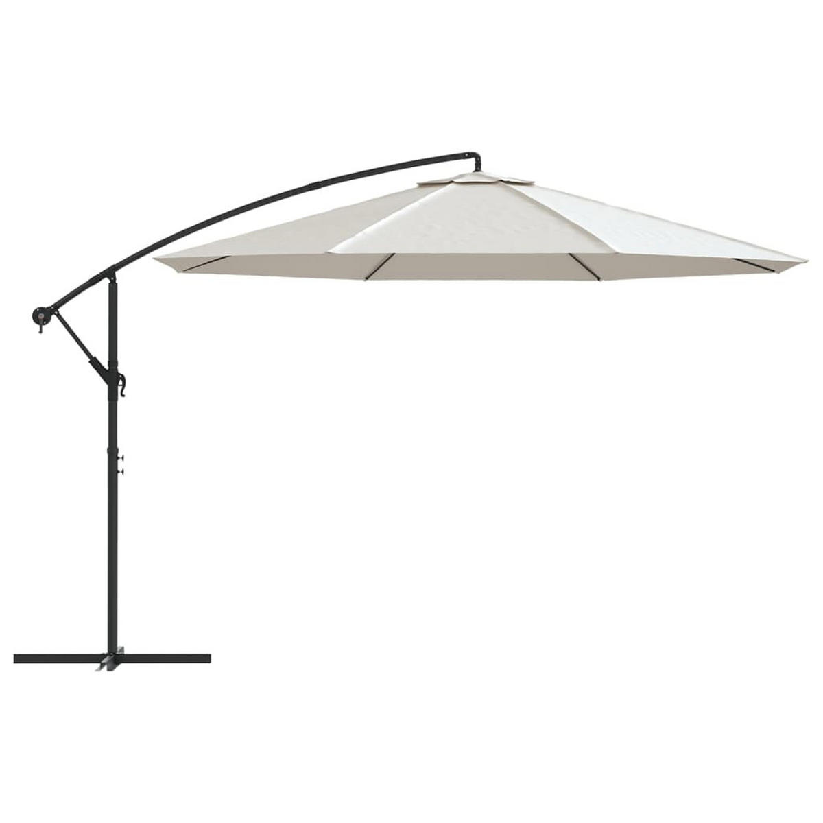 SONNENSCHIRM rund MARC 350cm Sandweiß | UV-Schutz, Kurbelsystem | Ampelschirm rund - Sandfarben, Metall (350/350cm) - DELUKE