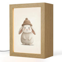 NACHTTISCHLAMPE Kaninchen - Hut - Ohren - Beige 15x20 cm - Creme, Holzwerkstoff (8/15/20cm)