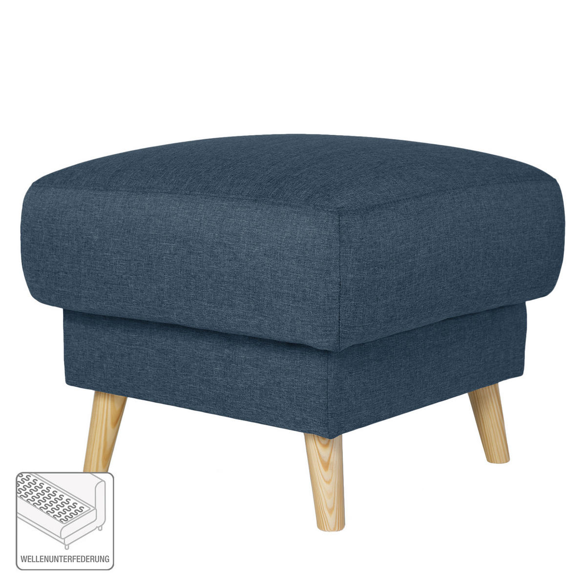 POLSTERHOCKER - Webstoff - Hellbraun/Blau, Holz/Textil (77/46/62cm) - home24