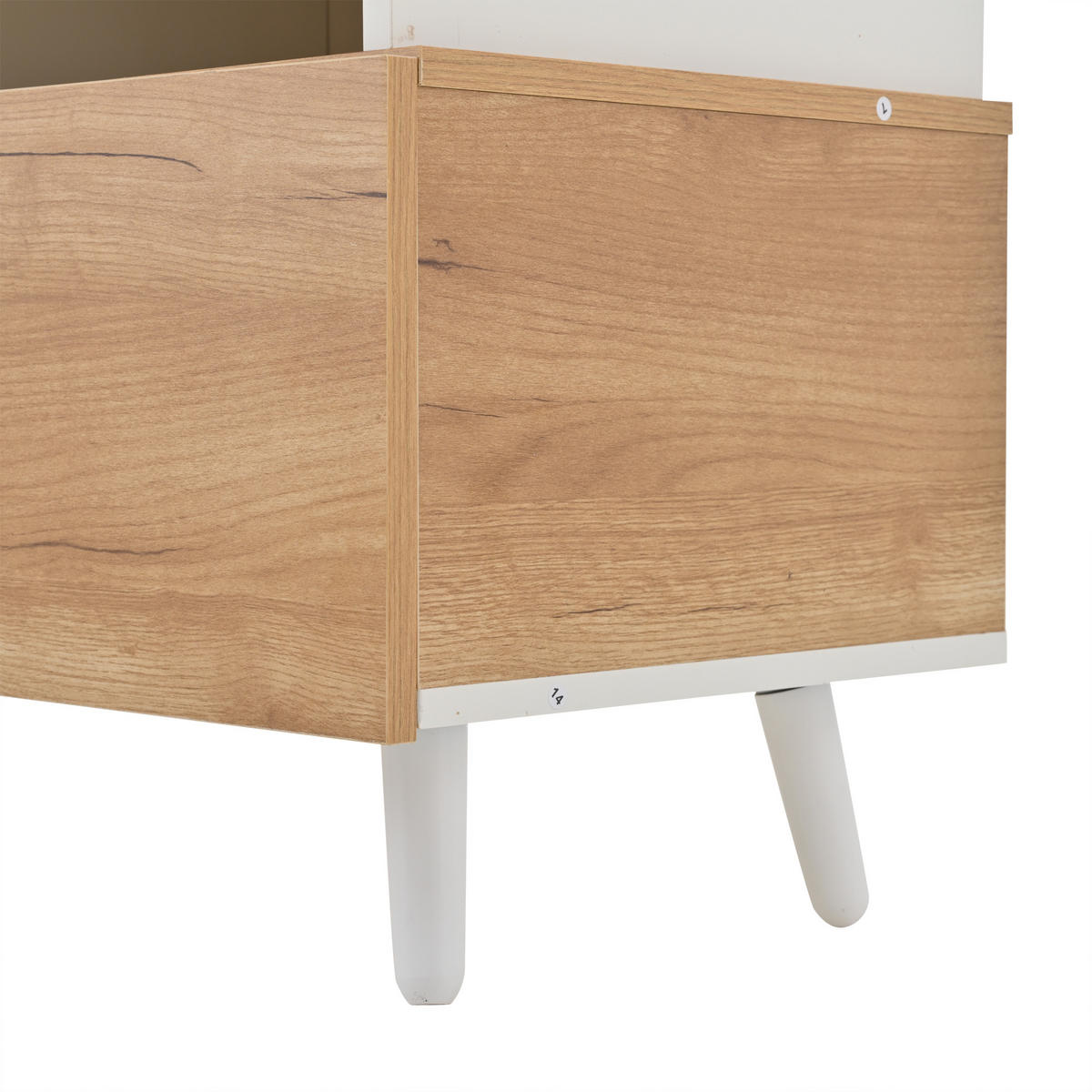 LOWBOARD in Weiß und Naturfarben mit Schublade für Wohnzimmer, B180/T38/H50 cm - Weiß/Naturfarben, Holz/Holzwerkstoff (180/50/38cm) - STILVORA