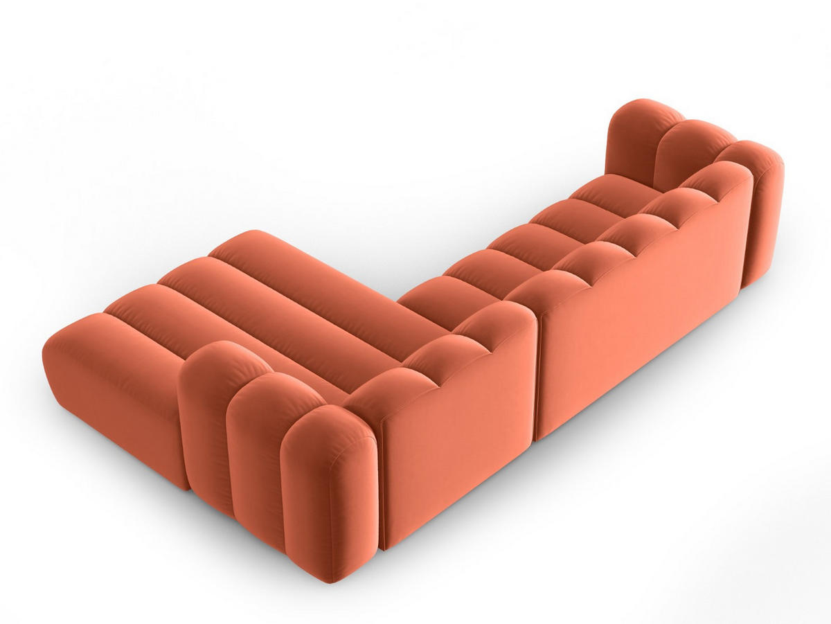 ECKSOFA modular rechts Lupine aus Samt koralle 4 Sitzplätze - Koralle, Textil (177/290cm) - Micadoni