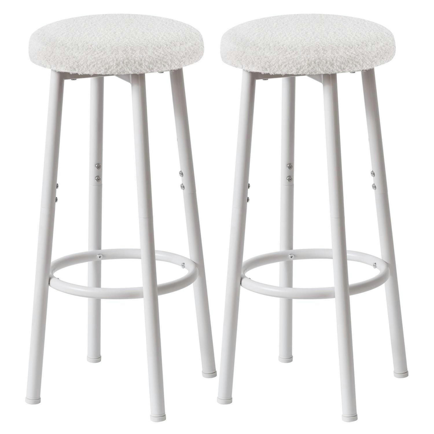 BARHOCKER 2er Set 67 cm Weiß Metall Gestell ohne Lehne - Weiß, Textil (29/67/29cm)