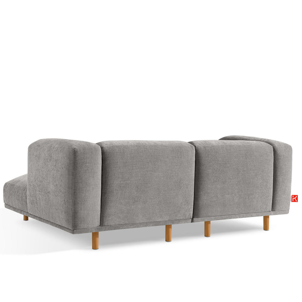 ECKSOFA-RECHTS FOSERO, Chenille-Stoff - Buchefarben/Hellgrau, Holz/Holzwerkstoff (204/155cm) - KONSIMO®